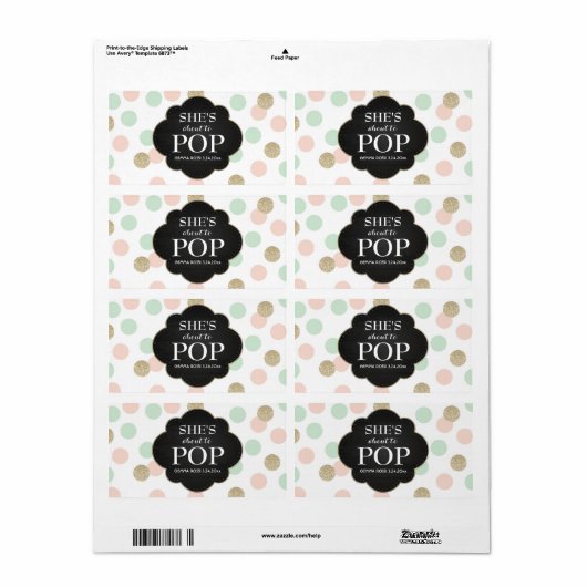 Baby shower Mini Champagne Label Genderneutraal (Full Sheet)