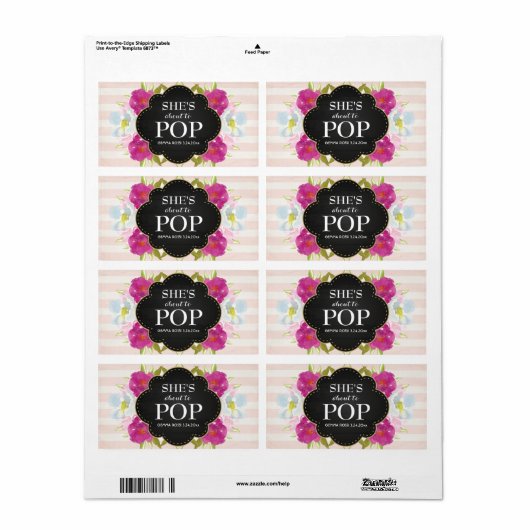 Baby shower Mini Champagne Label Girl (Full Sheet)