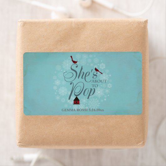 Baby shower Mini Champagne Label Winter Blue (Insitu)