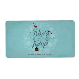 Baby shower Mini Champagne Label Winter Blue