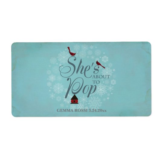 Baby shower Mini Champagne Label Winter Blue (Voorkant)