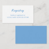 Baby shower Minimal Blue Registry Enclosure Kaart (Voorkant / Achterkant)