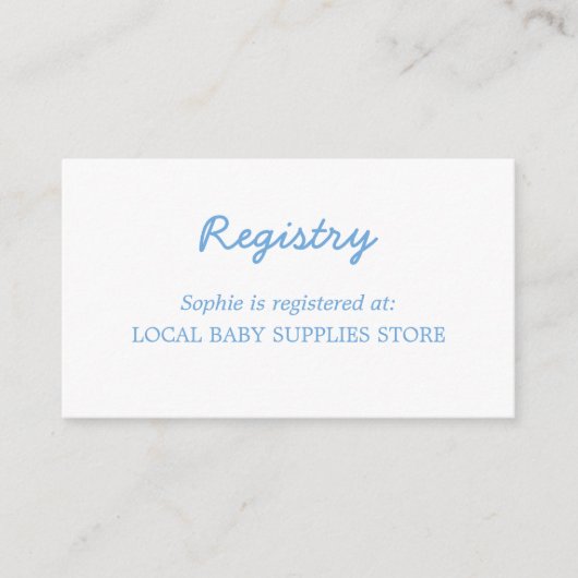 Baby shower Minimal Blue Registry Enclosure Kaart (Voorkant)