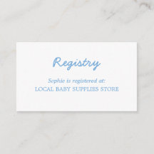 Baby shower Minimal Blue Registry Enclosure Kaart