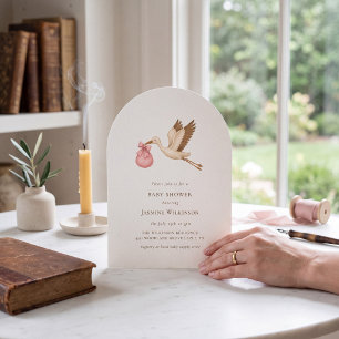 Baby shower minimal waterverf ooievaar kaart