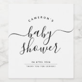 Baby Shower | Minimale typografie zwart-wit Wijn Etiket (Enkel label)