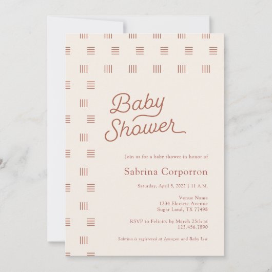 Baby Shower | Minimale uitnodiging van Boho (Voorkant)