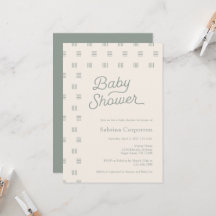 Baby Shower | Minimale uitnodiging voor Sage Boho