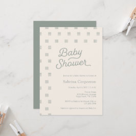 Baby Shower | Minimale uitnodiging voor Sage Boho