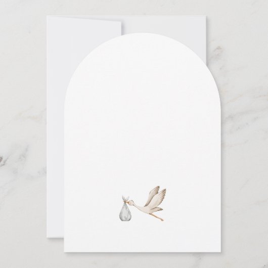Baby shower Minimale waterverf ooievaar Kaart (Achterkant)