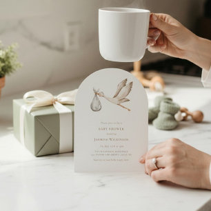 Baby shower Minimale waterverf ooievaar Kaart