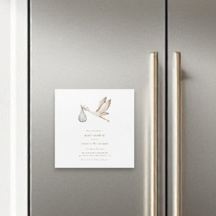 Baby shower Minimale waterverf ooievaar Magnetische Uitnodiging