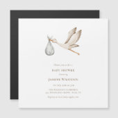 Baby shower Minimale waterverf ooievaar Magnetische Uitnodiging (Voorkant / Achterkant)