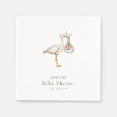 Baby shower Minimale waterverf ooievaar Servet (Voorkant)