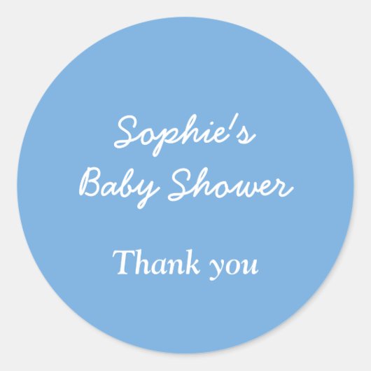Baby shower minimalistisch blauw dank u Sticker (Voorkant)