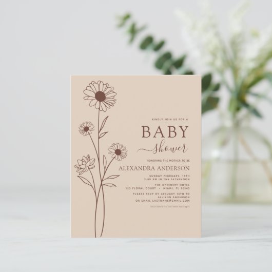 Baby shower minimalistisch botanische flora (Staand voorkant)