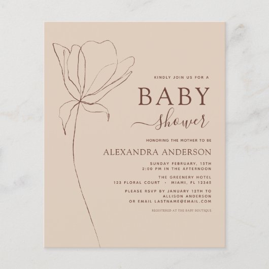 Baby shower minimalistisch botanische flora (Voorkant)