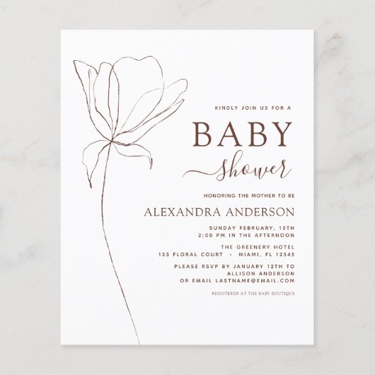 Baby shower minimalistisch botanische flora (Voorkant)