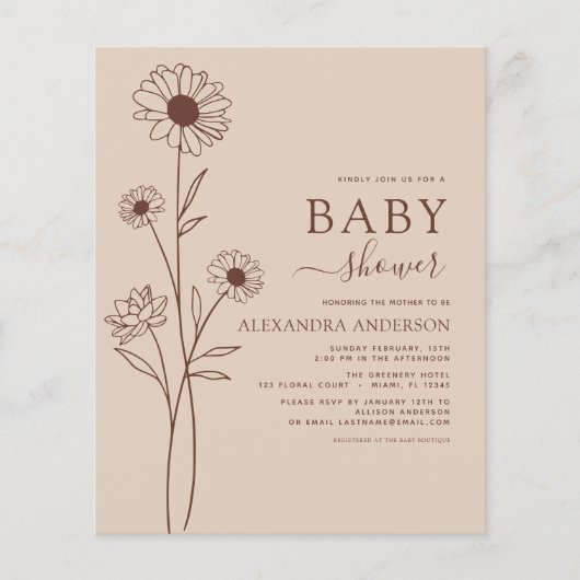 Baby shower minimalistisch botanische flora flyer (Voorkant)
