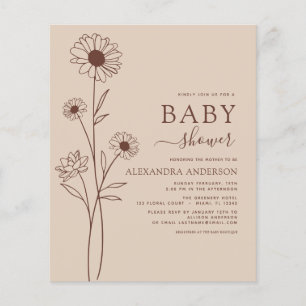 Baby shower minimalistisch botanische flora flyer