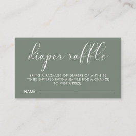 Baby shower Minimalistisch Sage Green Diaper Raffl Informatiekaartje