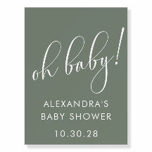 Baby shower minimalistisch welkomstteken Sage Gree