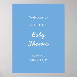 Baby Shower Minimalistische Blauwe Welkomstposter Poster