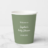 Baby shower Minimalistische Sage Groenboek Cups Papieren Bekers (Achterkant)