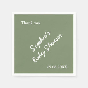 Baby shower Minimalistische Sage Groenboek Servett Servet