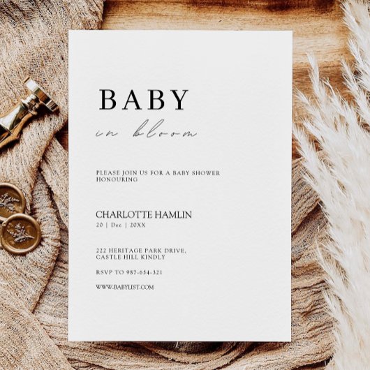 Baby shower Minimalistische Uitnodiging Sjabloon