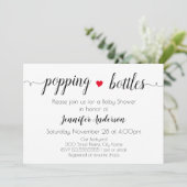 Baby shower minimalistische uitnodiging voor zwart (Staand voorkant)