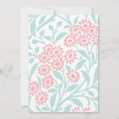 Baby shower Mint en Koral Floral Damask Kaart (Achterkant)