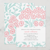 Baby shower Mint en Koral Floral Damask Kaart (Voorkant / Achterkant)