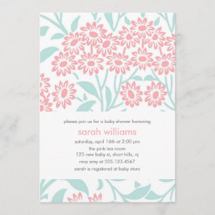 Baby shower Mint en Koral Floral Damask Kaart