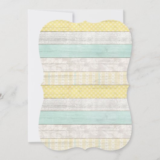 Baby shower Mint Geel Rustiek Hout Genderneutraal Kaart (Achterkant)