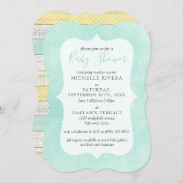 Baby shower Mint Geel Rustiek Hout Genderneutraal Kaart