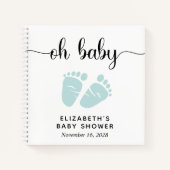 Baby shower Mint Green Baby Feet Guest Book Notitieboek (Voorkant)