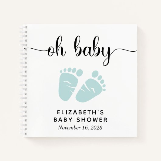 Baby shower Mint Green Baby Feet Guest Book Notitieboek (Voorkant)