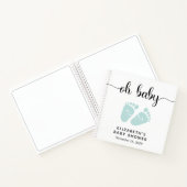 Baby shower Mint Green Baby Feet Guest Book Notitieboek (Binnen)