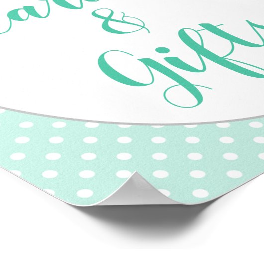 Baby shower Mint Green Elephant Cards & Gifts Sign Poster (Hoek)