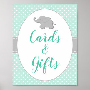 Baby shower Mint Green Elephant Cards & Gifts Sign Poster