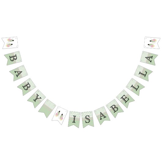 Baby shower 👶 Mint Green Stripes Bunting Flags Vlaggetjes (Alle)