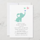 Baby shower Mint Groene Olifant Geslachtsneutraal Kaart (Voorkant)