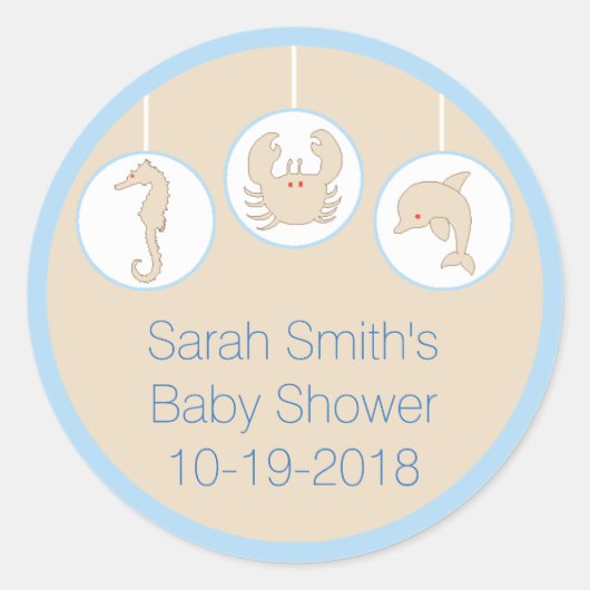 Baby shower "Mobile/Cream"-Stickers 1 1/2 of 3 Ronde Sticker (Voorkant)