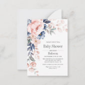 Baby shower Modern Bloom Blue Pink Floral Notitiekaartje (Voorkant)