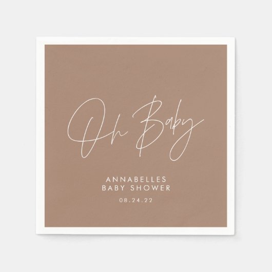 Baby shower Modern Boho Natural Brown Elegant Servet (Voorkant)