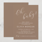 Baby shower Modern Bruin Tan Elegant Invitation Kaart (Voorkant / Achterkant)