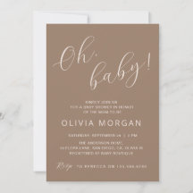 Baby shower Modern Bruin Tan Elegant Invitation