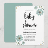 Baby shower Modern Floral en Confetti Kaart (Voorkant / Achterkant)