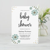 Baby shower Modern Floral en Confetti Kaart (Staand voorkant)